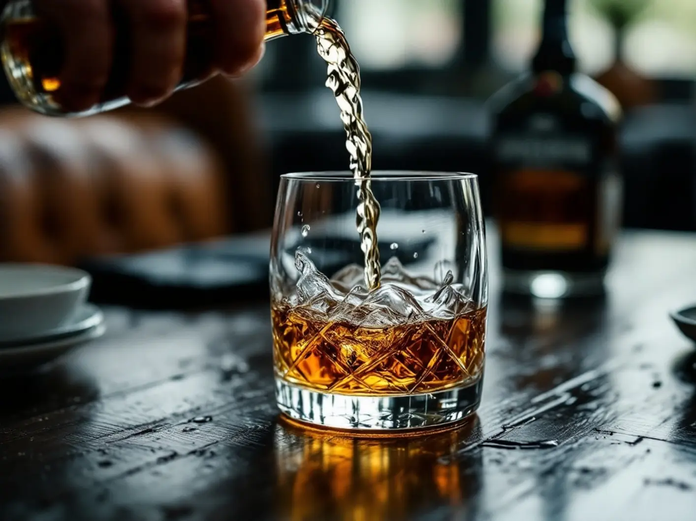 Szklanki i degustacja whisky, rola lodu i wody na stole
